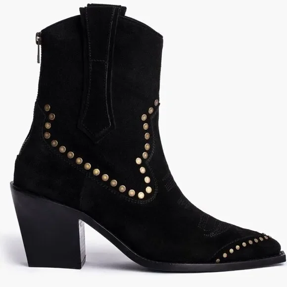 Zadig & Voltaire Cara High Suede studded ankle boots  New - Picture 3 of 13
